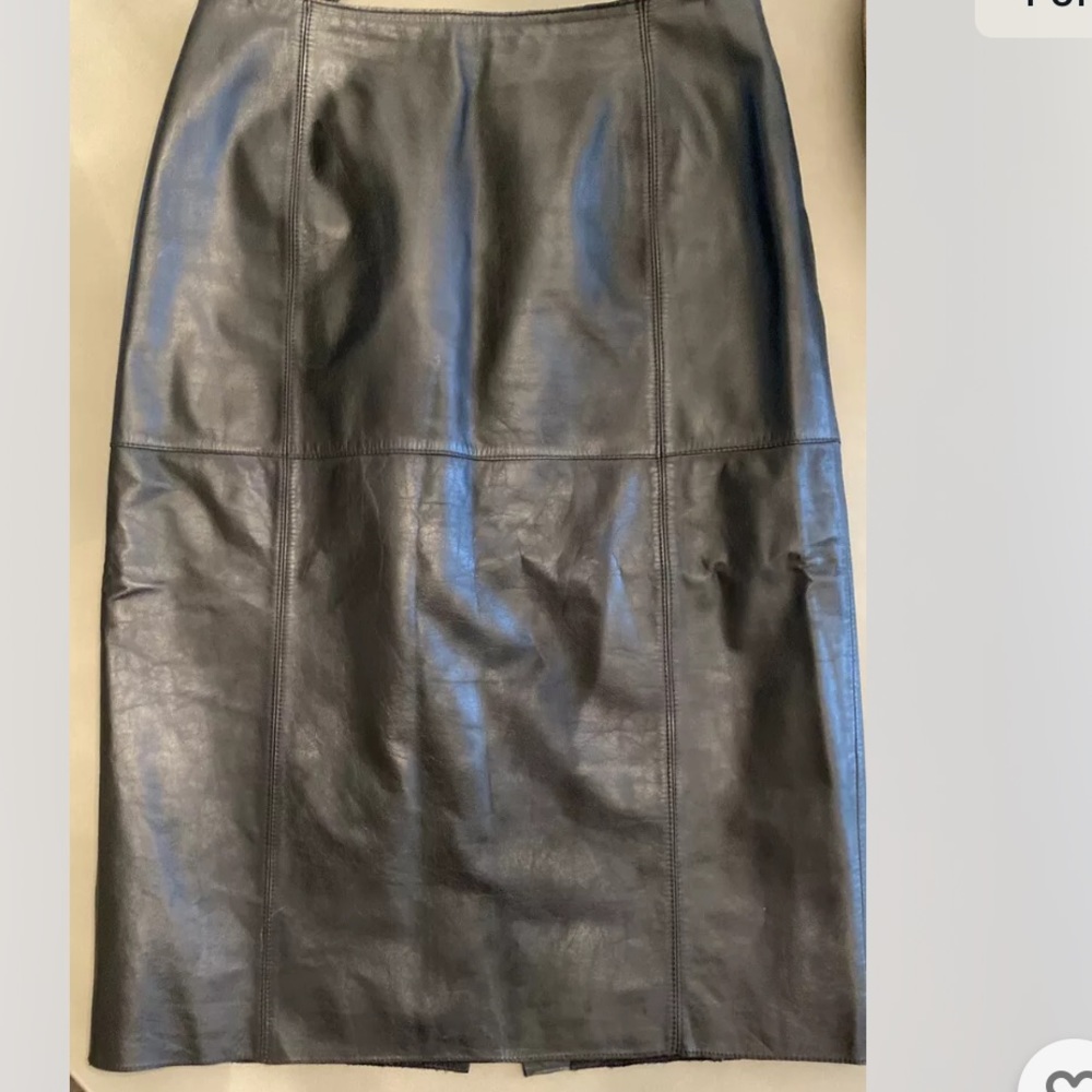 Classiques Entier Black Leather pencil Skirt Sz 6